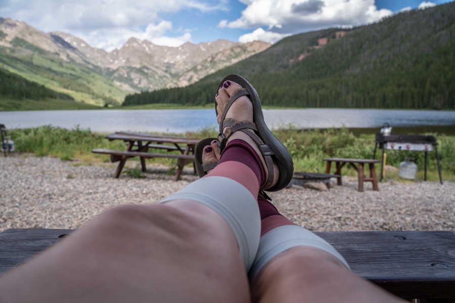piney lake cabin view
