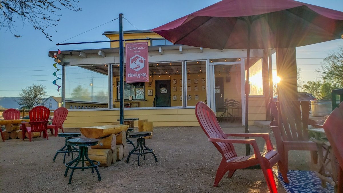 Highlands Distillery patio Grand Junction CO